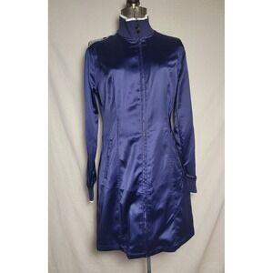 Opening Ceremony Navy Blue Track Dress Mini Satin Logo Size Medium $350 Retail